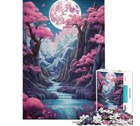 Puzzle da 1000 pezzi per adolescenti con luna piena al neon che sorge divertente attività da fare in casa decorazione per la casa giocattolo antistress per ragazzi dai 14 anni in su (38x26cm)