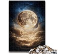 Puzzle da 1000 pezzi per adolescenti con luna piena dorata, gioco stimolante e decorazione da parete per famiglie, regali unici per compleanno e Natale, 50x75cm