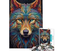 Puzzle da 1000 pezzi per adolescenti con lupo al neon giochi divertenti per ragazzi taglio di precisione compleanno e Natale (dimensioni 50x75cm)