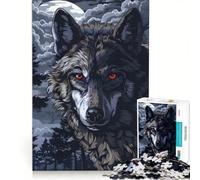 Puzzle da 1000 pezzi per adolescenti con lupo dagli occhi rossi penetranti giocattolo decorativo da parete per divertimento in famiglia per rafforzare l'amore tra le coppie 50x75cm