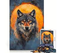 Puzzle da 1000 pezzi per adolescenti con lupo e luna piena, ideale per stimolare la concentrazione, il relax e creare un ricordo memorabile (38x26cm)