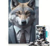 Puzzle da 1000 pezzi per adolescenti con lupo in abito da lavoro gioco rilassante decompressivo per la mente regalo di compleanno e originale 50x75cm