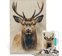 Puzzle da 1000 pezzi per adolescenti con maestoso ritratto di alce decorazione da parete passatempo ideale per le vacanze a casa per rafforzare l'amore tra le coppie 38x26cm