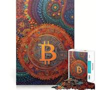 Puzzle da 1000 pezzi per adolescenti con mandala Bitcoin,taglio liscio,arte,gioco mentale,regalo,relax,tempo libero,Natale,arte (38x52cm)