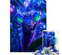 Puzzle da 1000 pezzi per adolescenti con mantide religiosa blu in primo piano Gioco educativo da 1000 pezzi sfida impegnativa divertimento per tutta la famiglia (38x26cm)