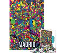 Puzzle da 1000 pezzi per adolescenti con mappa della città di Madrid Spagna stile Pop Art sfida per l'intelligenza giocattolo avvincente giochi divertenti difficile ottimo regalo (dimensioni 38x52cm)