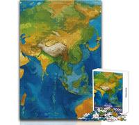 Puzzle da 1000 pezzi per adolescenti con mappa dell'Asia e dell'Australia, bellissimo gioco di design, regalo di compleanno, opera d'arte, dimensioni 38x52cm