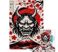 Puzzle da 1000 pezzi per adolescenti con maschera Oni giapponese e Monte Fuji gioco rompicapo regalo di compleanno unico per compleanno e Natale (dimensioni 38x52cm)