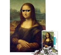 Puzzle da 1000 pezzi per adolescenti con meme della Gioconda e occhiali da sole gioco antistress regalo di compleanno per amici e familiari (dimensioni 38x52cm)
