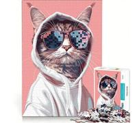 Puzzle da 1000 pezzi per adolescenti con meme di gatti e stile Thug Life, giocattolo decorativo da parete, decorazione per la casa, ideale per compleanni e Natale 50x75cm
