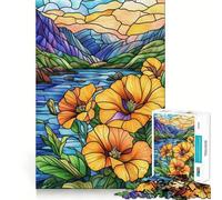 Puzzle da 1000 pezzi per adolescenti con motivo a vetrata montagna e lago intagli precisi ideale per allenare la concentrazione divertente gioco per i momenti di tranquillità e come regalo di Natale