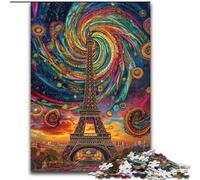 Puzzle da 1000 pezzi per adolescenti con motivo Eiffel psichedelico, giocattoli educativi per l'apprendimento, giochi per famiglie, regali e compleanni unici (dimensioni 26x38cm)