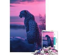 Puzzle da 1000 pezzi per adolescenti con motivo leopardato e tramonto sfida per l'intelligenza giocattolo educativo che crea dipendenza migliora la memoria regalo di compleanno (dimensioni 38x26cm)