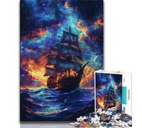 Puzzle da 1000 pezzi per adolescenti con nave pirata, aiuta il cervello a esercitare i giocattoli avvincenti per coltivare la pazienza, un'opera d'arte 50x75cm