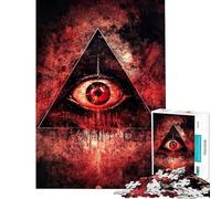 Puzzle da 1000 pezzi per adolescenti con occhio rosso nel triangolo rompicapo gioco di logica regalo di compleanno compleanno e Natale (dimensioni 38x26cm)