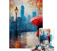 Puzzle da 1000 pezzi per adolescenti con ombrello rosso e paesaggio urbano Puzzle per adulti rompicapo sfida difficile regalo per amici e familiari (dimensioni 50x75cm)