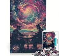 Puzzle da 1000 pezzi per adolescenti con omini che giocano a carte e un cielo colorato gioco rilassante antistress intellettuale compleanno e altre occasioni 38x26cm