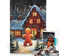Puzzle da 1000 pezzi per adolescenti con omino di pan di zenzero a tema natalizio, decorazione da parete, divertimento in famiglia, per rafforzare l'amore tra le coppie 38x26cm