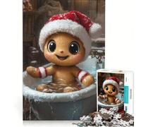 Puzzle da 1000 pezzi per adolescenti con omino di pan di zenzero nella vasca da bagno, tema natalizio, decorazione da parete, per divertimento in famiglia, per rafforzare l'amore tra le coppie 38x52cm