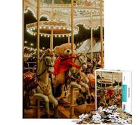 Puzzle da 1000 pezzi per adolescenti con orsacchiotto sulla giostra puzzle rilassanti per ragazzi gara di velocità manuale per compleanno e Natale (dimensioni 38x26cm)
