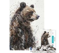 Puzzle da 1000 pezzi per adolescenti con orso e schizzi d'inchiostro Puzzle per adulti gioco pratico che migliora la memoria compleanno e Natale (dimensioni 50x75cm)