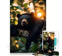 Puzzle da 1000 pezzi per adolescenti con orso nero che si rilassa su un albero,taglio liscio,arte,gioco mentale,regalo,relax,gioco,Natale,tempo libero,arte (38x26cm)