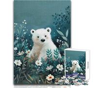 Puzzle da 1000 pezzi per adolescenti con orso polare tra i fiori, gioco educativo di ragionamento, premuroso per tutti gli eventi, dimensioni 38x52cm
