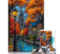 Puzzle da 1000 pezzi per adolescenti con paesaggi urbani autunnali per adulti 1000 pezzi giocattoli per l'intrattenimento della famiglia ideali come regalo per tutta la famiglia (50x75cm)