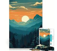 Puzzle da 1000 pezzi per adolescenti,con paesaggio forestale tranquillo e tramonto,dettagli raffinati,ideale per allenare la concentrazione,per momenti di relax e come regalo di Natale (38x52cm)