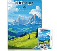 Puzzle da 1000 pezzi per adolescenti con paesaggio montano delle Dolomiti, gioco di sfida unico, sfida difficile, regalo per compleanni, dimensioni 38x52cm