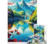 Puzzle da 1000 pezzi per adolescenti con paesaggio sereno di montagna e fiume gioco rompicapo per la casa ideale per passare il tempo giocattolo educativo per rafforzare l'amore tra le coppie