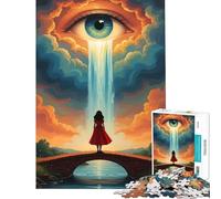 Puzzle da 1000 pezzi per adolescenti con paesaggio surreale a cascata e occhi in primo piano Gioco rilassante ed educativo ideale come regalo di compleanno o per migliorare la memoria (38x26cm)