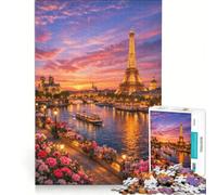 Puzzle da 1000 pezzi per adolescenti con Parigi al tramonto, gioco per famiglie, decorazione da parete, per rafforzare l'amore tra le coppie 38x52cm