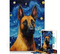 Puzzle da 1000 pezzi per adolescenti con pastore belga Malinois e Van Gogh,con giunture lisce,divertente e stimolante per il gioco cognitivo,ideale per momenti di svago e come regalo per le festività