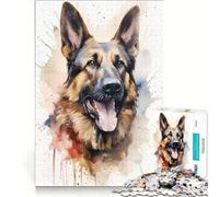 Puzzle da 1000 pezzi per adolescenti con pastore tedesco ad acquerello, giocattolo decorativo da parete, per divertimento in famiglia, per rafforzare l'amore tra le coppie 38x26cm
