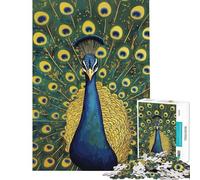 Puzzle da 1000 pezzi per adolescenti con pavone dalle piume spiegate puzzle per adulti gioco per famiglie divertente e spiritoso regalo di compleanno regali (Dimensioni 50x75cm)