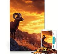 Puzzle da 1000 pezzi per adolescenti con pecora bighorn al tramonto,decorazione con taglio preciso,gioco per esercitare la mente,gioco di pace,regalo di Natale divertente (38x26cm)