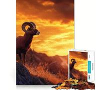 Puzzle da 1000 pezzi per adolescenti con pecora bighorn al tramonto,decorazione con taglio preciso,gioco per esercitare la mente,gioco di pace,regalo di Natale divertente (38x52cm)