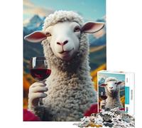 Puzzle da 1000 pezzi per adolescenti con pecora e vino meme divertente difficile e stimolante per il divertimento in famiglia gioco divertente per ragazzi dai 14 anni in su (50x75cm)