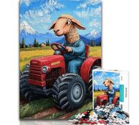 Puzzle da 1000 pezzi per adolescenti con pecore che guidano un trattore, puzzle per adolescenti, gioco a quiz ideale come regalo per tutta la famiglia (dimensioni 75x50cm)