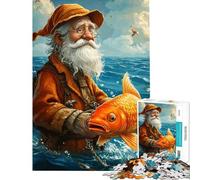 Puzzle da 1000 pezzi per adolescenti con pescatore pesce rosso e oceano Puzzle per adulti antistress ideale per le vacanze a casa per ammazzare il tempo e stimolare la mente (dimensioni 50x75cm)