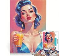 Puzzle da 1000 pezzi per adolescenti con pin-up e succo d'arancia giocattolo educativo attività per la famiglia regalo per donne 50x75cm
