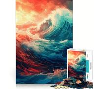 Puzzle da 1000 pezzi per adolescenti con poster a forma di onda oceanica,design finemente ritagliato,gioco per allenare la mente,regalo per divertirsi a rallentare il ritmo,ideale per compleanni
