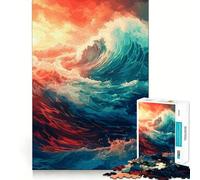 Puzzle da 1000 pezzi per adolescenti con poster a tema onde oceaniche,taglio perfetto,logica divertente,giocattolo divertente,gioco tranquillo,divertimento per il compleanno (50x75cm)