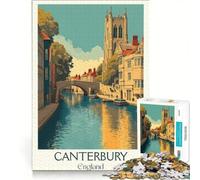 Puzzle da 1000 pezzi per adolescenti con poster di Canterbury, Inghilterra, gioco impossibile, divertente antistress, ideale come regalo 50x75cm