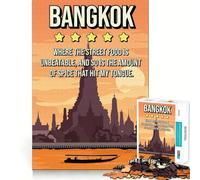 Puzzle da 1000 pezzi per adolescenti con poster di cibo di strada di Bangkok,gioco di incastro preciso,gioco di abilità mentale,divertimento rilassante,divertimento per il compleanno (38x26cm)