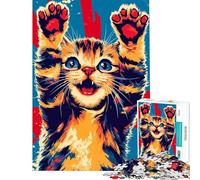 Puzzle da 1000 pezzi per adolescenti con poster di un gatto felice Puzzle per adulti giochi rilassanti migliorano la memoria e sono attività divertenti da fare a casa (dimensioni 38x26cm)
