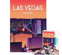 Puzzle da 1000 pezzi per adolescenti con poster di viaggio di Las Vegas gioco educativo e stimolante per tutta la famiglia divertente e spiritoso ideale come regalo di compleanno (dimensioni 50x75cm)