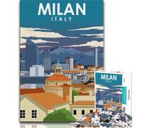 Puzzle da 1000 pezzi per adolescenti con poster di viaggio di Milano, Italia, aiuta il cervello ad allenarsi, giocattoli avvincenti per coltivare la pazienza, gioco di sfida unico, 75x50cm