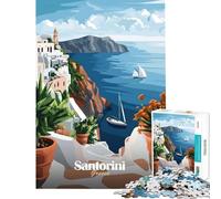 Puzzle da 1000 pezzi per adolescenti con poster di viaggio di Santorini Grecia gioco educativo e stimolante per tutta la famiglia divertente e spiritoso ideale come regalo di compleanno (38x26cm)